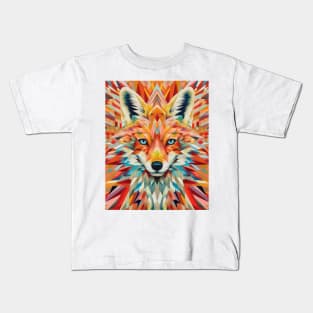 Spectrum Fox: Radiant Op Art Red Fox Design Kids T-Shirt